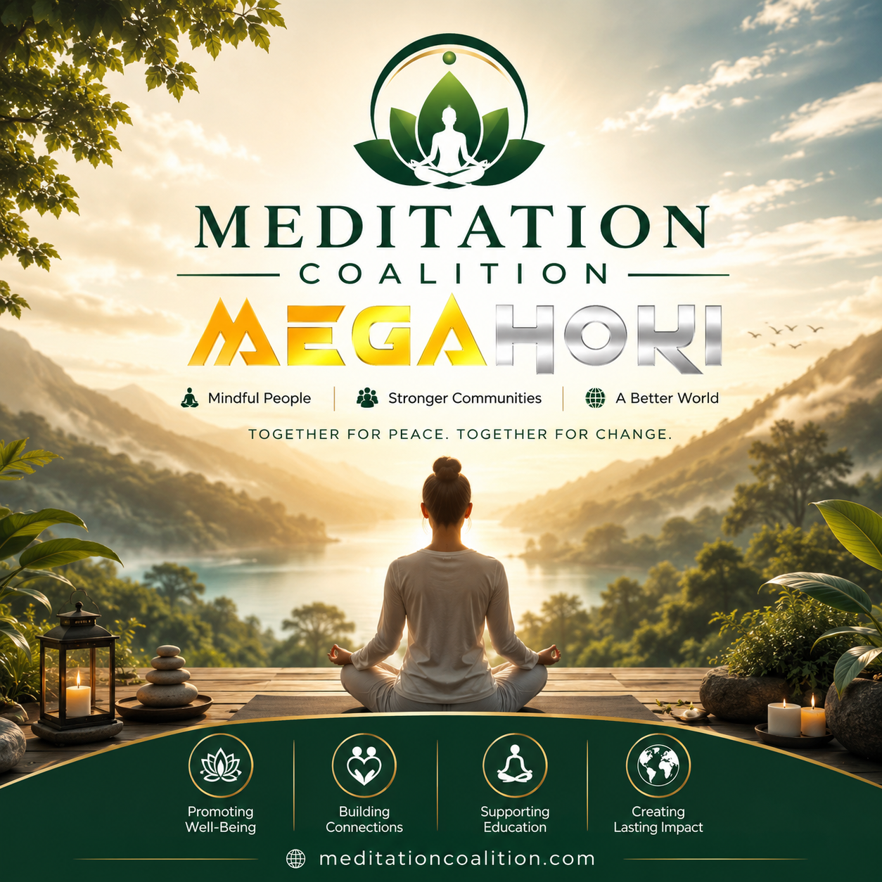 Thumbnail 1 of 3, Poster, MEGAHOKI x Meditation Coalition | Komunitas Meditasi & Mindfulness Inklusif designed and sold by MEGAHOKI.